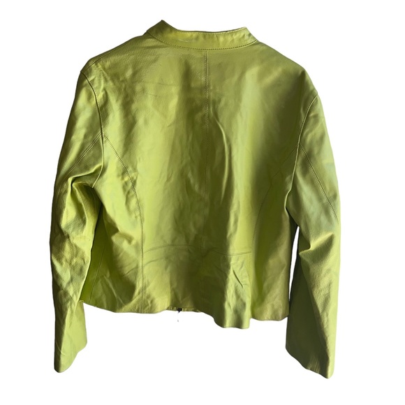COPY - Vintage Modern Images Green 100% Leather Jacket - Picture 2 of 7
